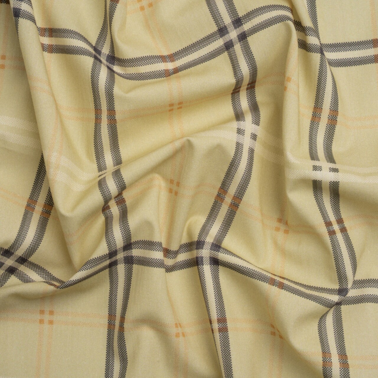 1 Yard Cotton Poplin Fabric Beige Bonnie Banks Check Sewing 59 inch